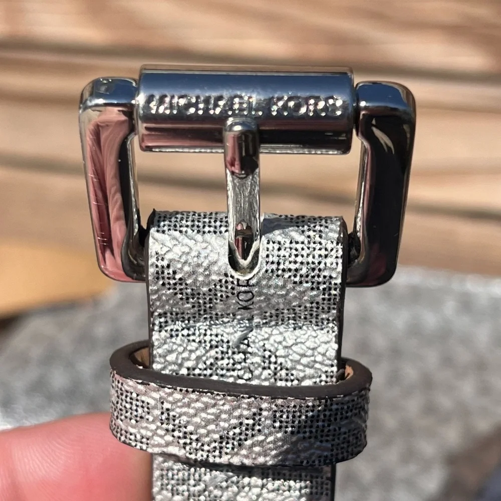 Michael Kors silvertone logo